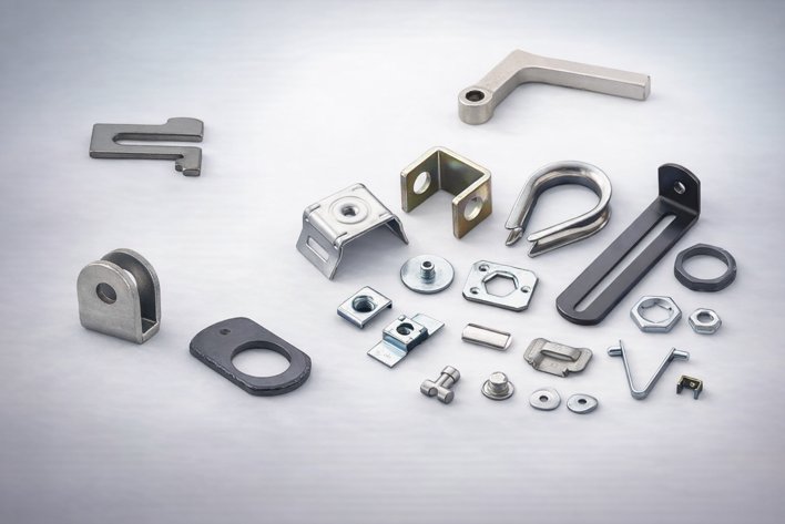 Gestanzte Metallteile in verschiedenen Formen